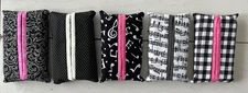 5 Black & White Tissue Holders. Handmade. Tissues Included
