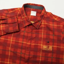 Troy Lee Designs Shirt Mens XL Red Plaid Snaps Hybrid MTB Riding Jacket