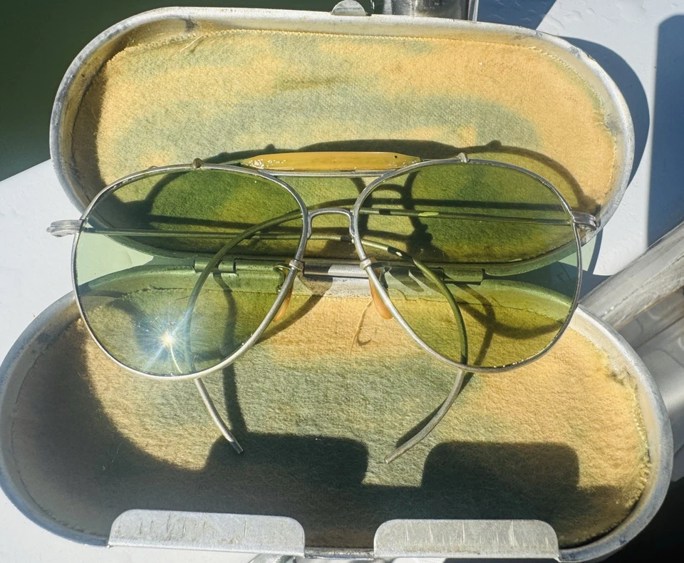 Óculos aviador pré-Segunda Guerra Mundial Bausch & Lomb - Lindo estado estojo original - Imagem 2 de 4