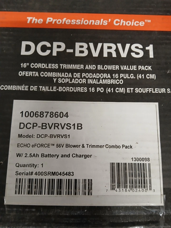 ECHO DCP-BVRVS1 eFORCE 56V Blower & Trimmer Combo Pack W/ Battery & Charger - Image 2 of 2