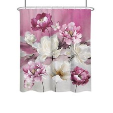 Pink Floral Shower Curtain Boho Cute Flower Vintage Spring Girls Girly Preppy...