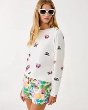 NWT Lilly Pulitzer Ballad Long Sleeve Sweatshirt Color: Coconut Disney Half Drop