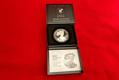 2022 American Silver Eagle PROOF Coin - 1 ounce .999 silver + COA + US Mint box!