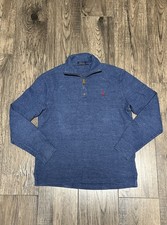 Polo Ralph Lauren Blue Heather Mock Neck Half-Zip Pullover Sweater Men SZ Small