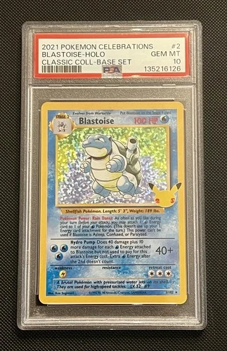 Pokémon 2021 Celebrations Blastoise Holo Classic Collection 2/102 PSA 10
