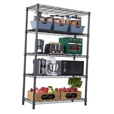 1750 lbs Steel Storage Shelving 5 5 Tier, 17.7" D x 47.2" W x 72.3" H Black