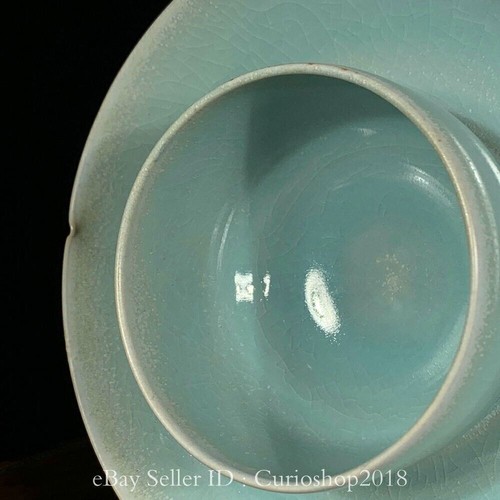Tazza da tè palazzo porcellana smaltata Celadon forno Ru dinastia canzone cinese antica 7,6" - Foto 6 di 9