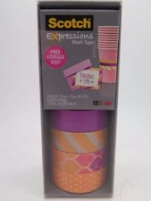 1x Scotch Expressions DOTS & SUNSET Washi Tape PK4 15mmX10m 