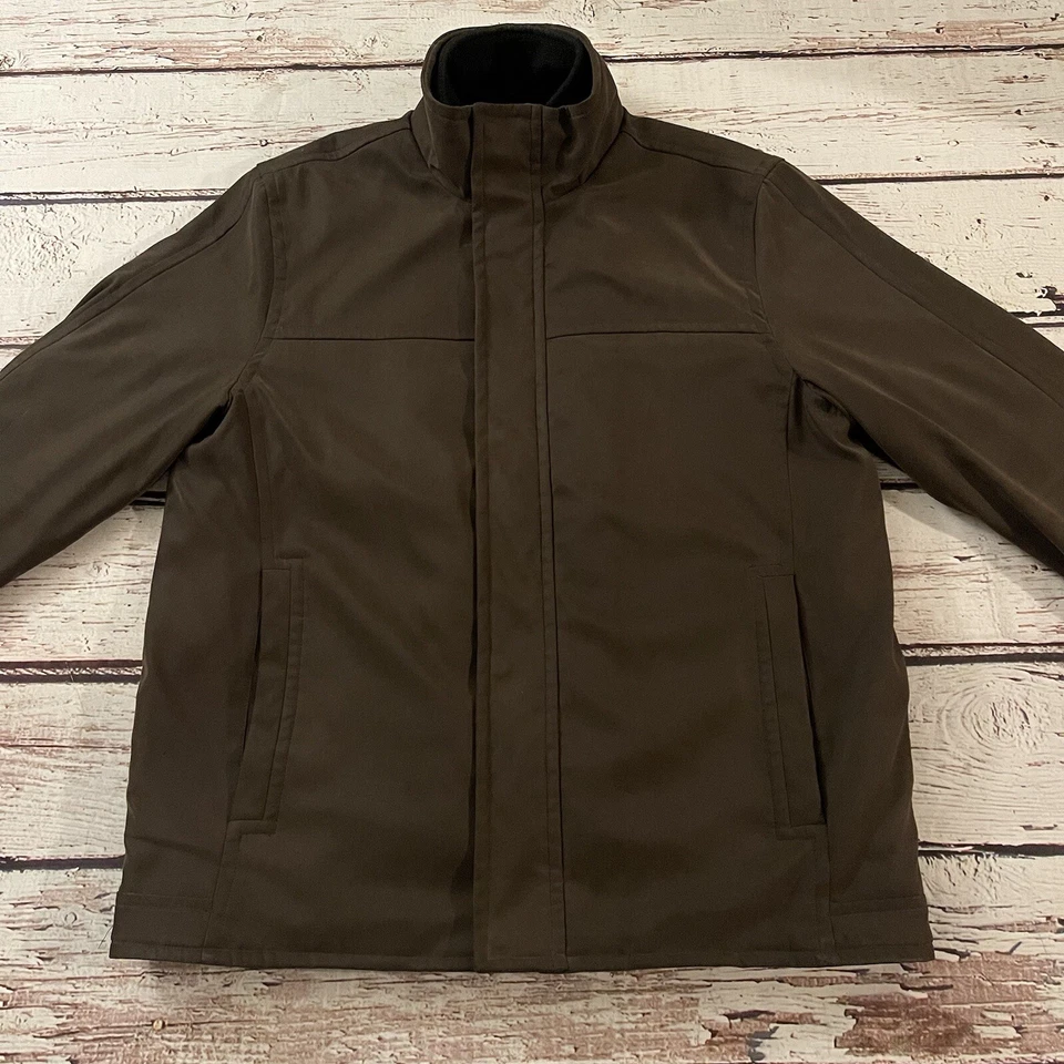 Chaqueta Andrew Marc New York Polar Babero Forrado En Capas Talla Grande Marrón Cremallera Botón Foto 3 de 4