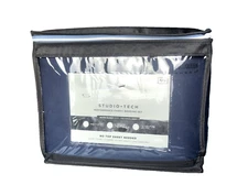 Sheex Studio Tech Fitted Sheet, Duvet, Shams, Pillowcases Set Navy/Grey Queen