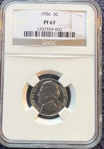 1956 5C Proof Jefferson Nickel NGC PF 67