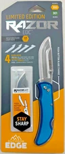 Outdoor Edge 3.0" Razor EDC Two Tone Blue Replaceable Blade Folding Knife