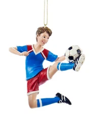KURT ADLER RESIN SOCCER BOY SOCCER PLAYER KICKING BALL CHRISTMAS TREE ORNAMENT