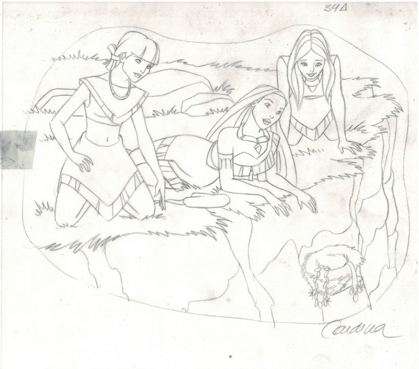 Disney's Pocahontas - Dibujo de Producción Original - Cardona - Firmado