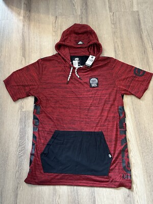 Ecko Unltd Short Sleeve Hooded T-Shirt Red Logo Black Color Block NEW Space Dye