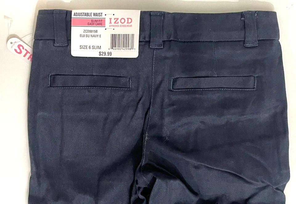 IZOD Slim Fit Shcoolwear Navy Pants Sz 6/XS - Image 4 of 4