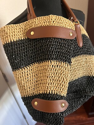 LAUREN Ralph Lauren Striped Straw Medium DaphneyTote Bag | eBay