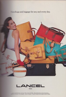 1987 Lancel Christy Turlington Handbags Luggage Vintage Fashion Print Ad 1980s