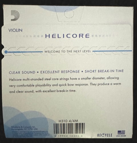 D'Addario Helicore 4/4 VIOLIN STRING SET (H310 4/4M) Stranded Steel Core - Picture 2 of 2