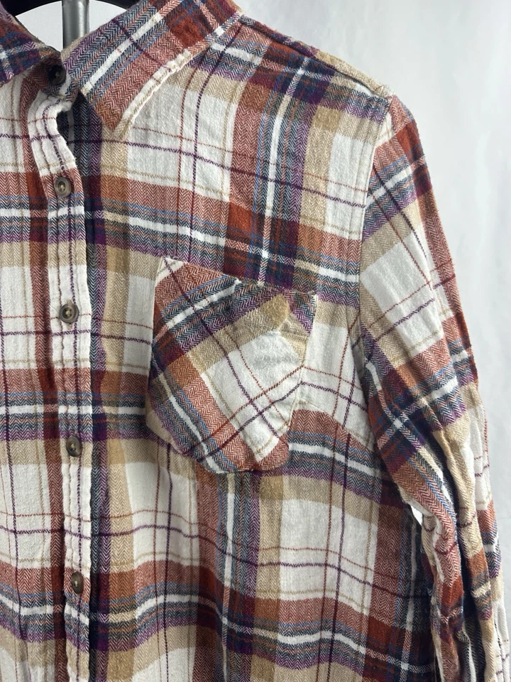 Camisa para mujer Natural Reflections multicolor 100 % algodón franela talla grande Foto 2 de 4