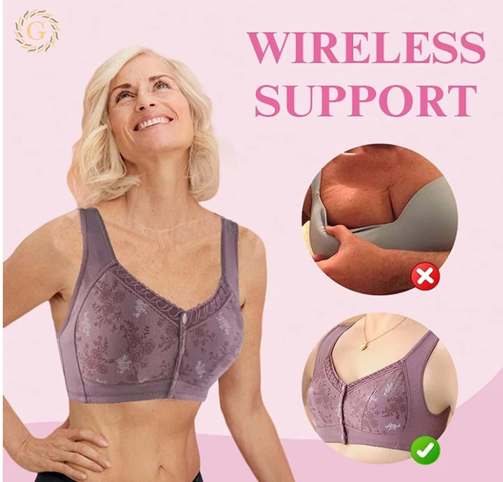 Glamorette Cotton Front Closure Bra, Front Closure Bras for Women No Underwire - Image 2 of 4