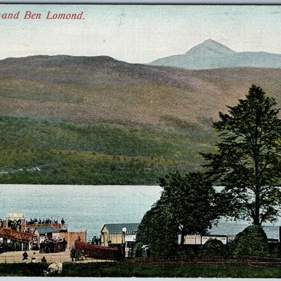 1907 Tarbet Pier Ben Lomond Scotland Postcard Loch Lake Mountain Steamship Ferry