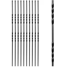 WM Coffman 44” Satin Black Double Twist Iron Balusters – Set of 15 NEW Sealed