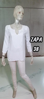 ZAPA Taille 38 Superbe blouse manches 3/4 blanche écrue femme top - Photo 1/4