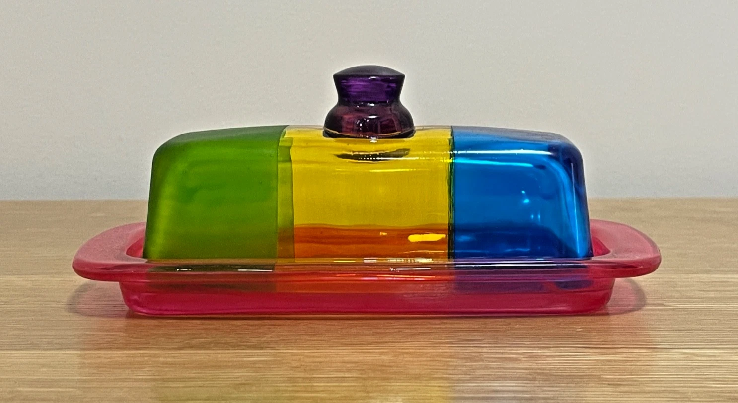 New Colorful Fused-Glass Butter Dish w/Lid, FUNKTINI ART, Handmade USA
Opens in a new window or tab