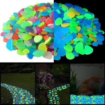 50/200PCS Glow in The Dark Rocks Outdoor Luminous Glowing Pebbles Stones Rocks