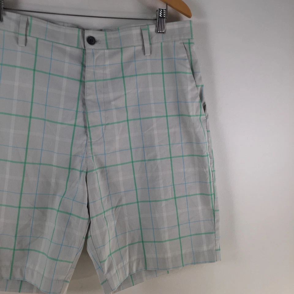 Chaps Hombre Chino Shorts 36 Gris Cuadros Mezcla Algodón Cremallera Fly Golf 123092 Foto 2 de 4
