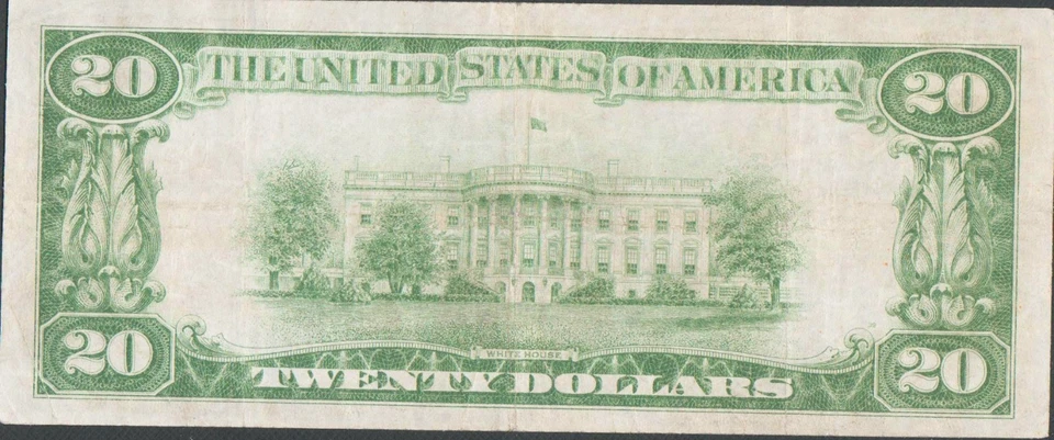 RARE  REPUBLIC NATIONAL BANK AND TRUST CO. OF DALLAS 1929 $20, CHARTER# 12186  - Image 2 of 2