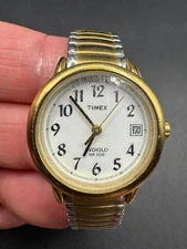 Timex Indiglo WR 30M Two Tone Quartz Ladies Watch White Dial Expansion Band