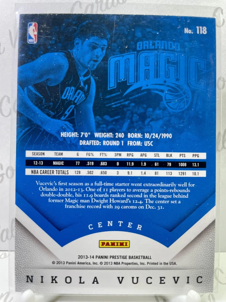 2013-14 Panini Prestige #118 Nikola Vucevic On Card Auto Orlando Magic - Image 2 of 2