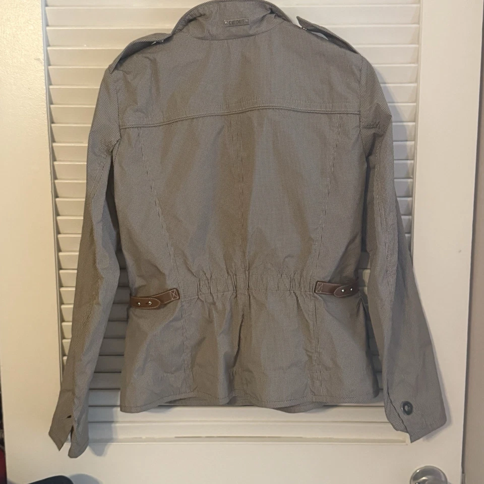 Chaqueta utilitaria Cinque FRIDA Gingham para todo tipo de clima de ingeniería alemana, ribete de cuero Foto 3 de 4