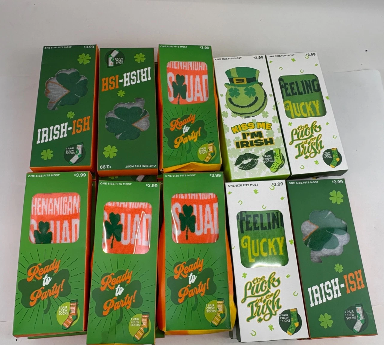 20 pack Variety St Patricks Day Crew Socks Set One Size