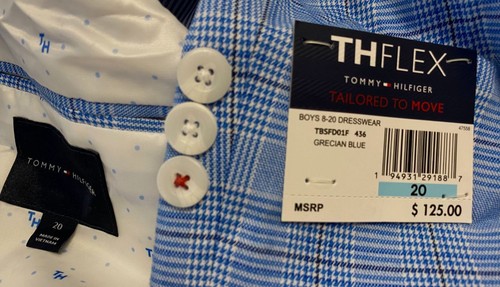 Tommy Hilfiger Kid's Boy's Blue Glen Plaid Sport Coat Suit Jacket Size 20 - Picture 3 of 3