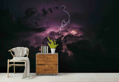 3D Sky Clouds Lightning Wallpaper Wall Mural Removable Self-adhesive 282