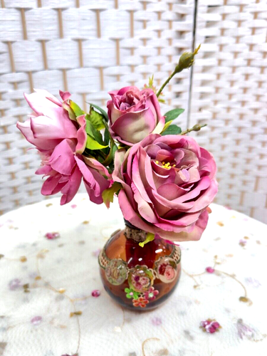 Home Decoration Collectibles Vase with Silk Flowers By Michal Negrin #219# - Picture 8 of 12