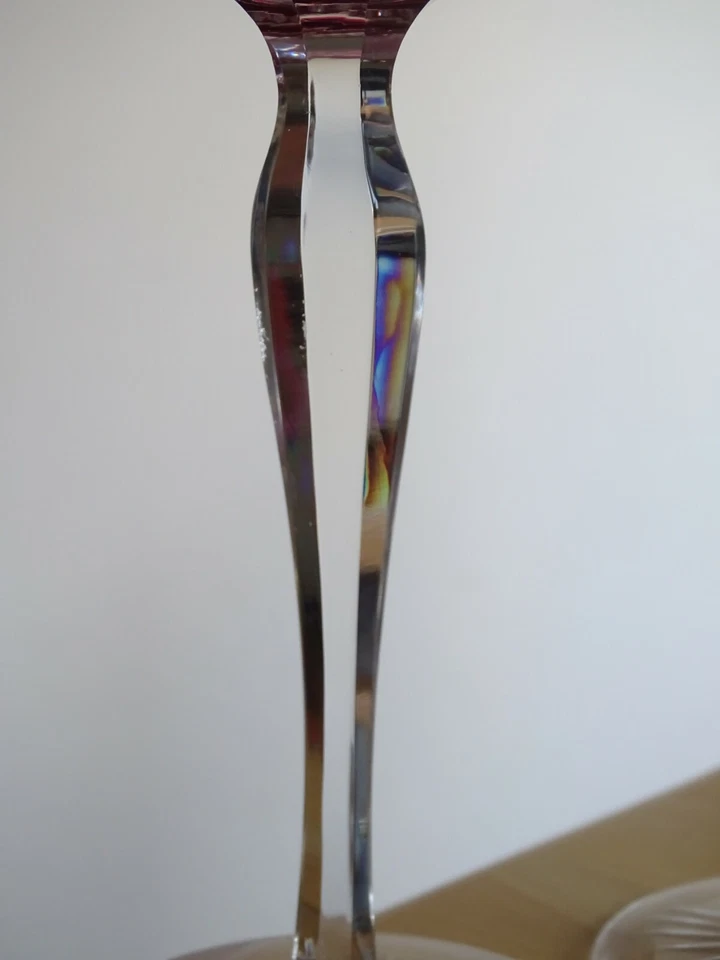 2 ANCIENS VERRES A VIN COULEUR ROEMER CRISTAL ROUGE AMETHYSTE BELLE QUALITE 19 c - Photo 3/4