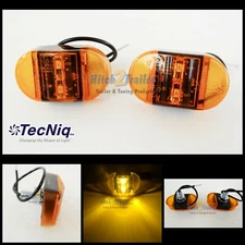 (2) Tecniq 2 LED Light AMBER stud mount Clearance marker Truck trailer S14 