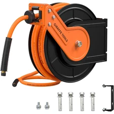 Giraffe Tools 50FT Retractable Air Hose Reel Air Compressor Hose Reel 300 PSI