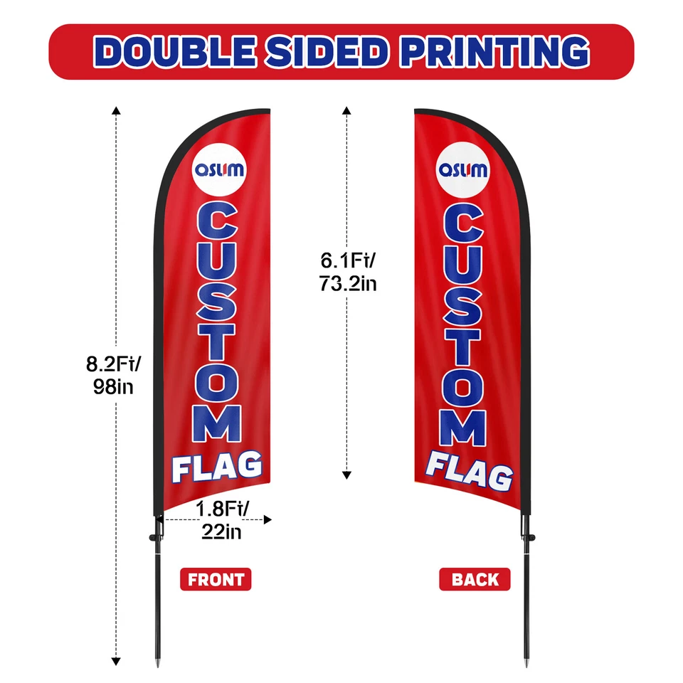 Custom Swooper Flag Pole Kit,8.2FT Custom Feather Flag Business Advertising Sign - Image 2 of 4