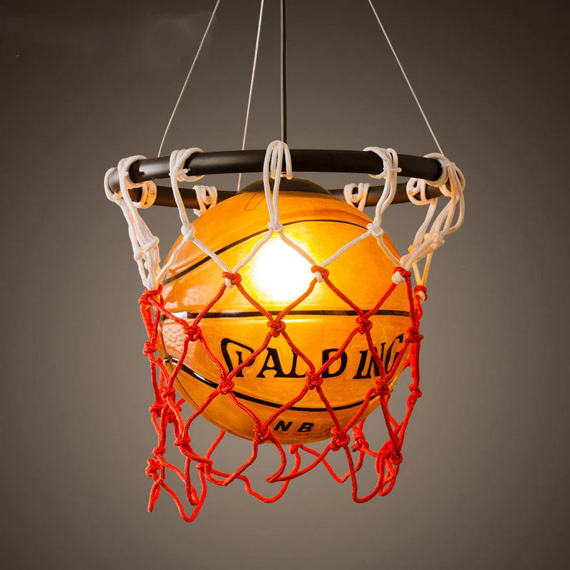 Vintage Basketball Acrylic Ceiling Fixture Light Retro Chandelier Pendant Lamp - Image 2 of 4