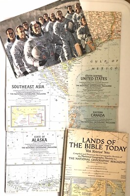 National Geographic Map Poster Insert 1956 - 1967 Lot Of 6