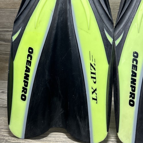 Adults Size S M Oceanpro ZIP XT Dive Flippers Black Yellow Open Heel Diving Fins - Picture 3 of 13