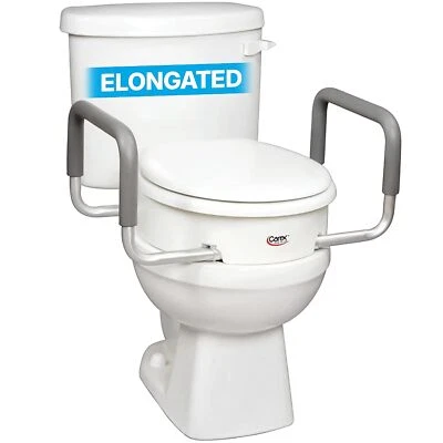 Carex 3.5 Inch Raised Toilet Seat with Handles - For Elongated Toilets, Toilet