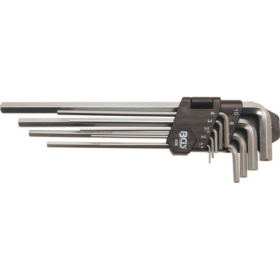 serie 9 chiavi brugola satinate lunghe - codice bgs808 BGS officina