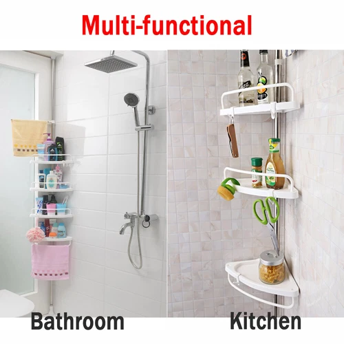 4 Tier Telescopic Bathroom Wall Corner Shelf Rack Shower Caddy Storage Organizer - Picture 4 of 11