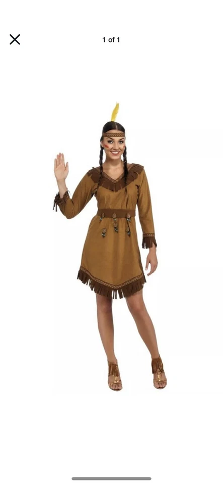 Disfraz de doncella india nativa americana Pocahontas Western Wild West para mujer ETS Foto 2 de 2